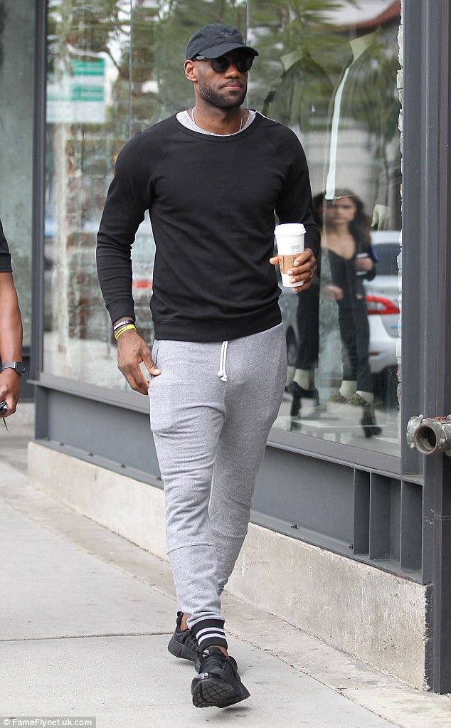 Man of style: LeBron James went for a casual sporty look during a coffee run in Beverly Hills on Friday 