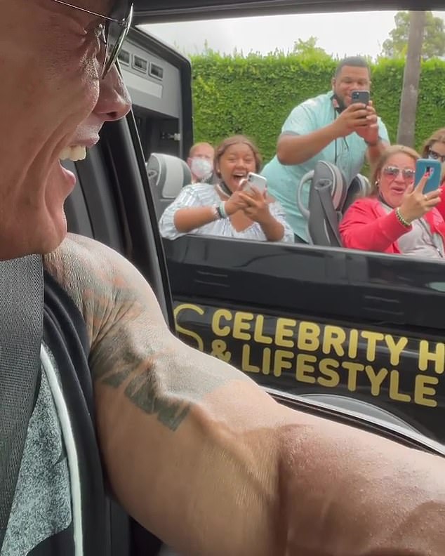 Finding Rocky: He then pulled up to the tour bus with his window down and said to the group, 'Hey anybody know where I can find The Rock?'