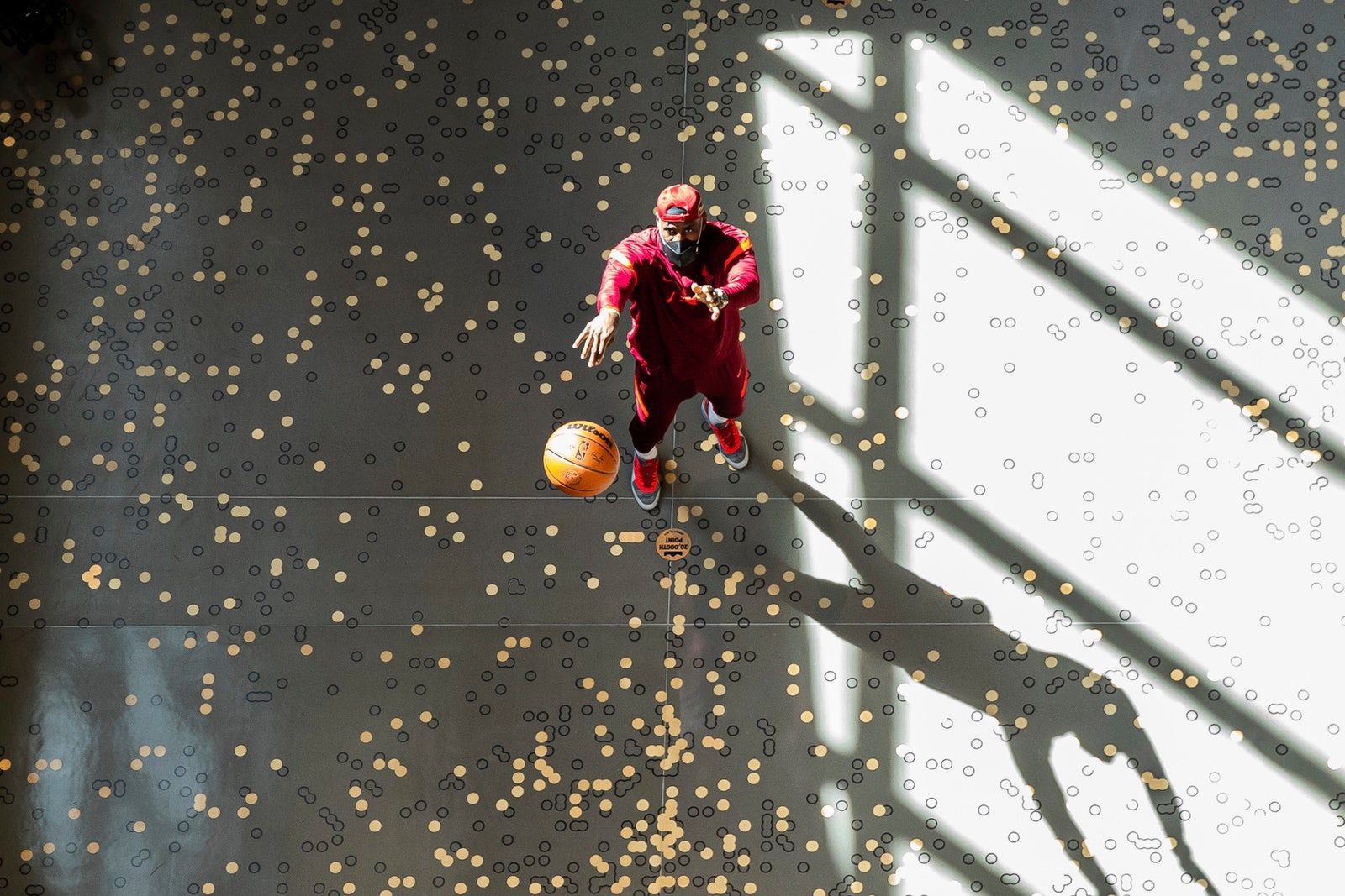 A full-sized basketball court with data tracking systems can be found on the premises