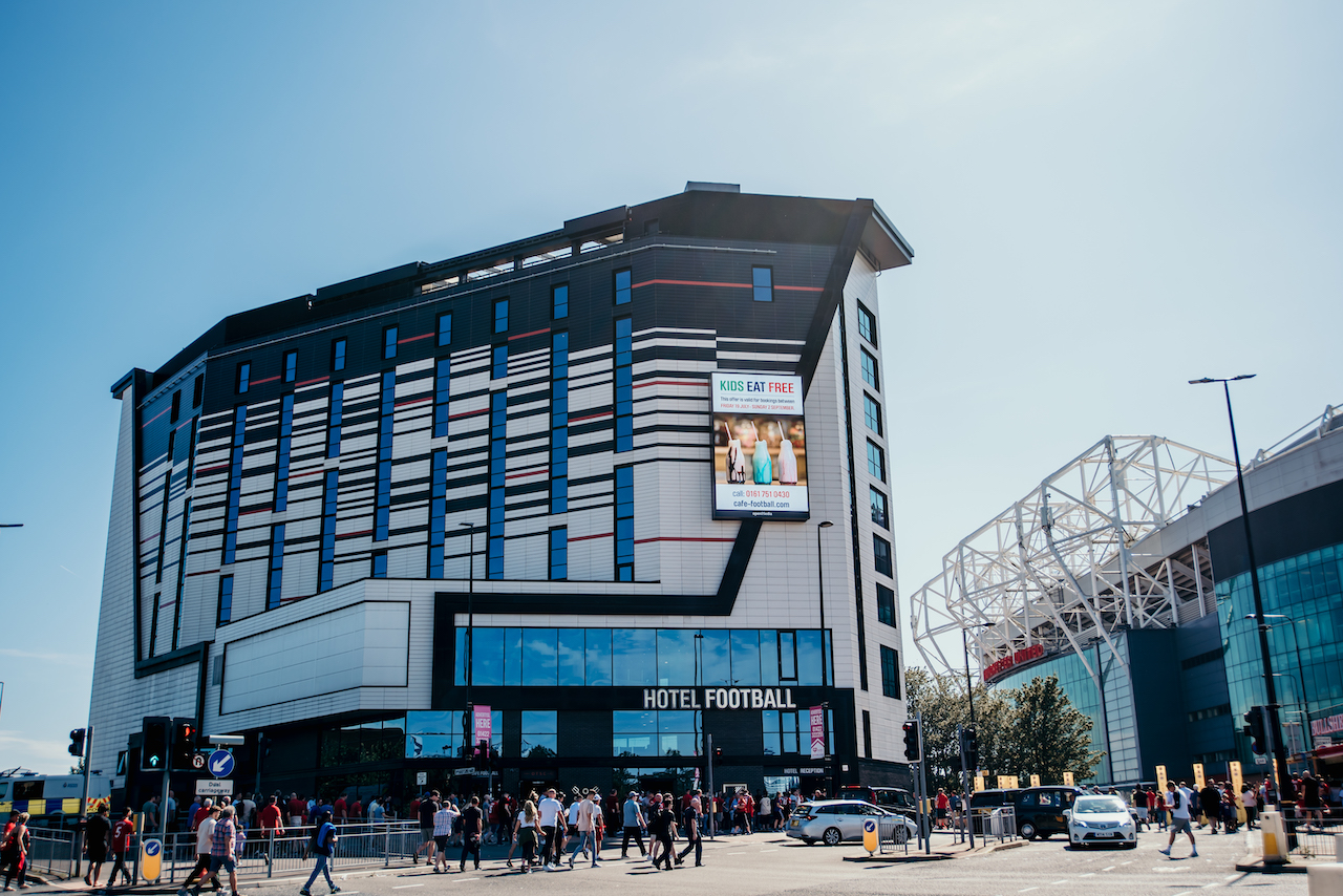 The hotel is just a stone's throw away from Manchester United's Old Trafford stadium