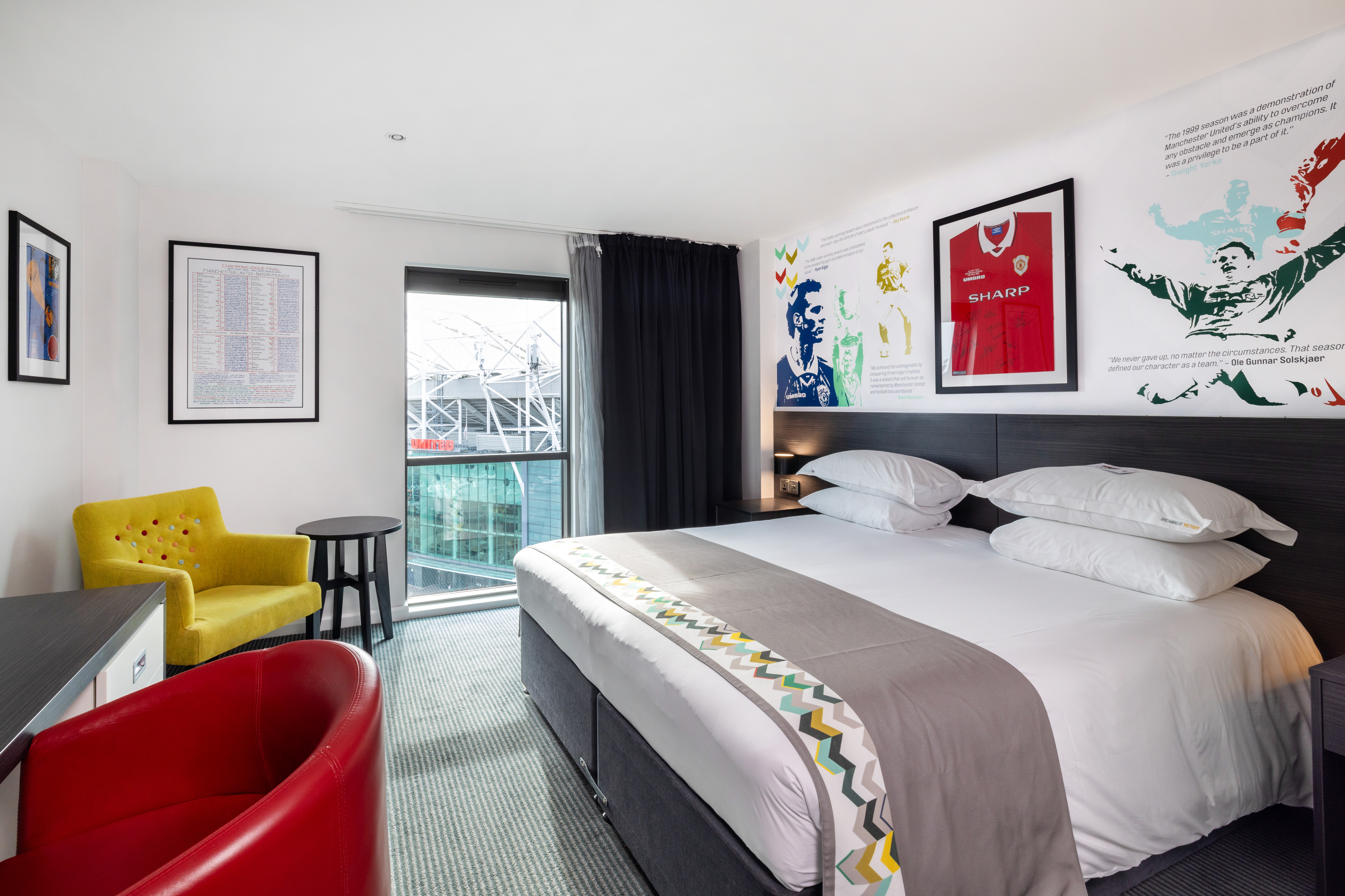 Rooms come with a Hotel Football themed ball and have iconic Manchester United kits on the walls