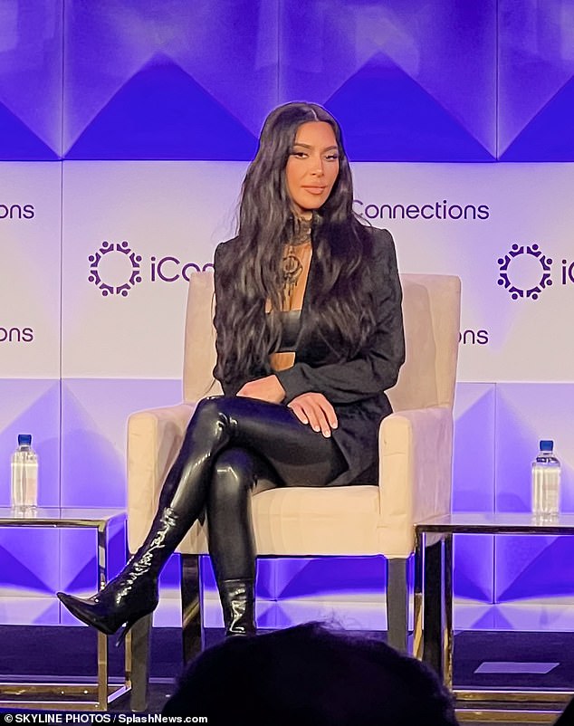 The full outfit: Kim Kardashian' sfull look at the iConnections' Global Alts Conference in early February, held at the Fontainebleau Miami Beach