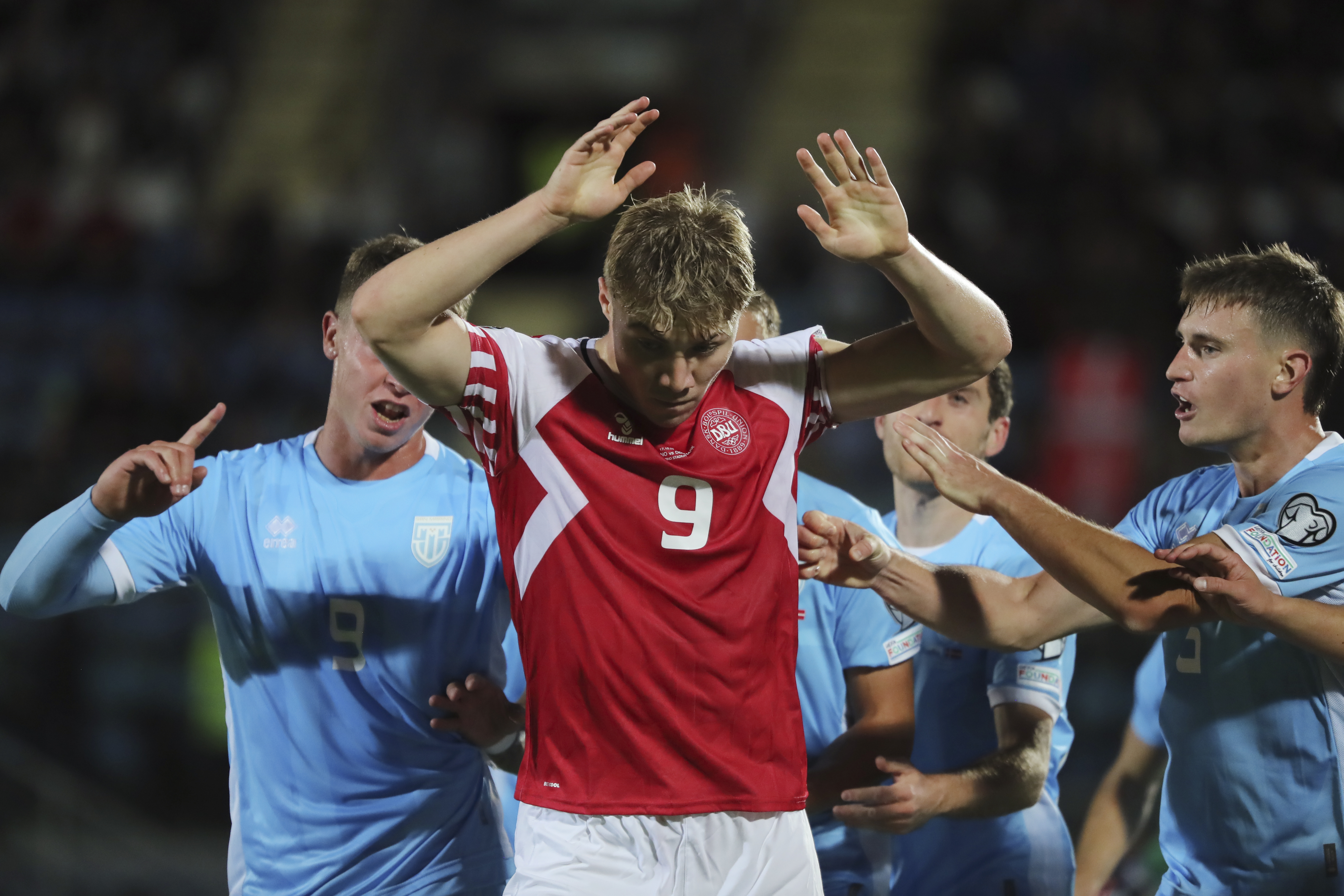 The forward was kicked off the pitch by San Marino