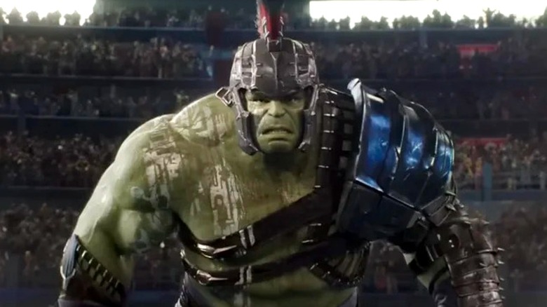 Hulk in gladiator gear on Sakaar.