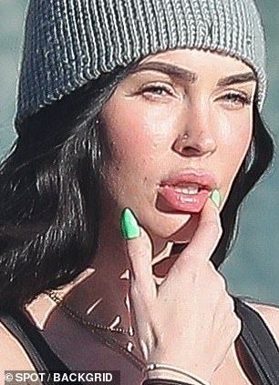 Pout: The Transforмers star displayed a fuller looking lip while out in LA