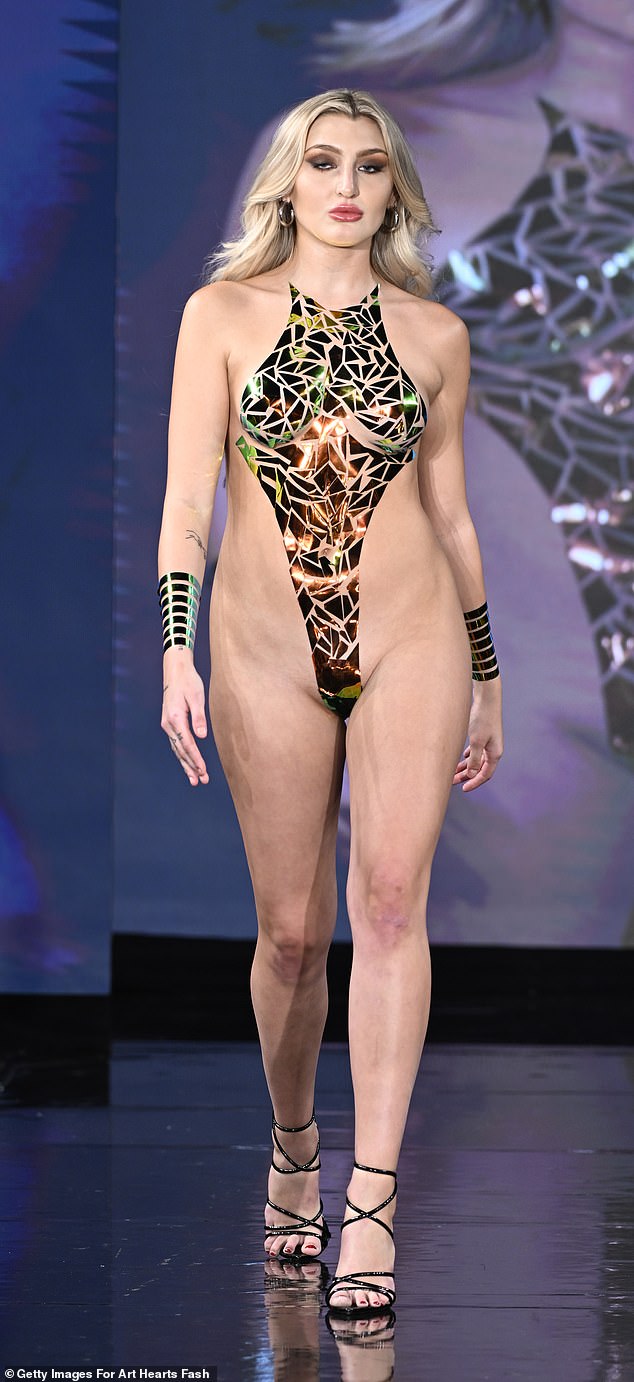 New York Fashion Week: Models strut down the catwalk wearing nothing but  tiny pieces of TAPE | Daily Mail Online